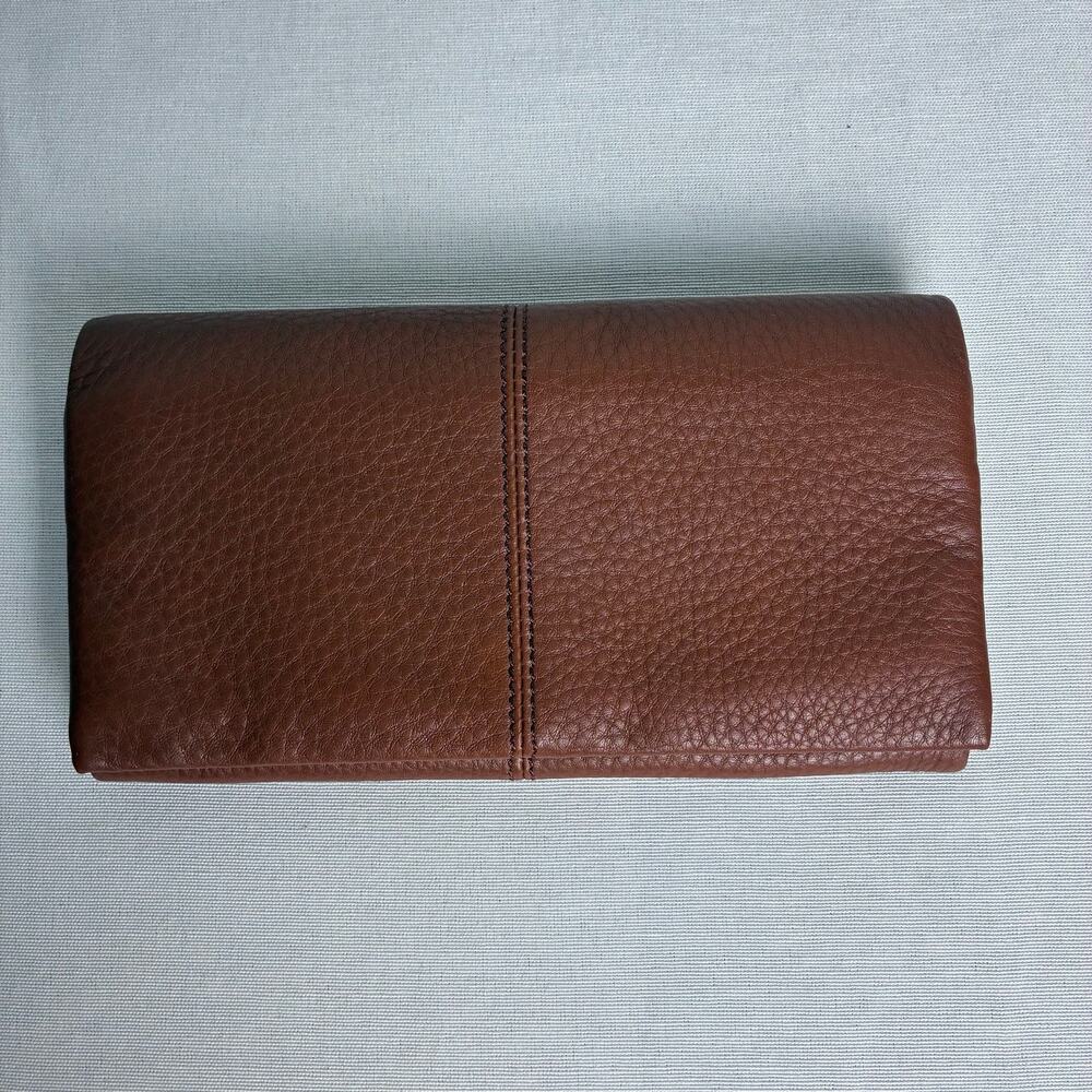 HOBO Brown Pebbled Leather Wallet Wristlet Boho Chic Coastal Cowgirl Minimalist